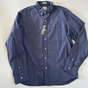 J.Crew Mens Secret Wash Button Down Shirt L Blue Slim Stretch Organic Cotton